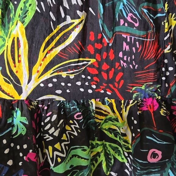 Serengeti Colorful Floral Tiered Midi Skirt Tropical Island Vacation Coastal - Picture 11 of 14